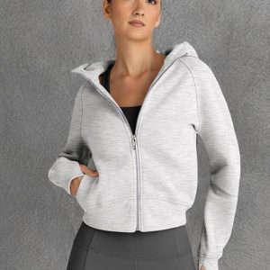 Trendy Queen Womens Zip Up Hoodies Jackets Cropped Sweatshirts Fleece Fall Outfits Casual Comfy Tops Winter Clothes 2025