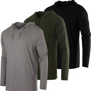 Men's Cotton Lightweight Casual Pullover Drawstring Hoodie With Pocket (Available In Big & Tall)