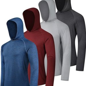 OYGSieg Men's Athletic Hoodies Long Sleeve Fishing Shirts for Men UPF 50+ SPF UV Sun Protection Shirts Rash Guards