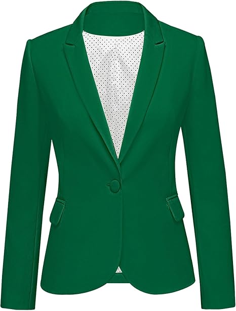 Womens Notched Lapel Pockets Button Work Office Blazer Jacket Suit