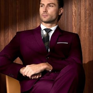 Men’s Slim Fit Suit One Button 3-Piece Blazer Dress Business Wedding Party Jacket Vest & Pant