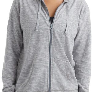 Hanes Women’s Slub Knit Full-Zip Hoodie, Textured Cotton Zip-Up T-Shirt Hoodie for Women