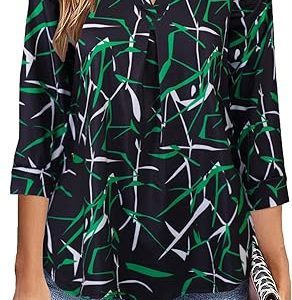 V-Neck Three-Quarter Sleeves Business Casual Shirts