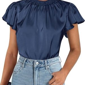 2025 Summer Short Sleeve Pleated Satin Overalls