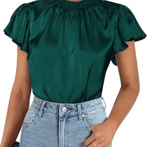 2025 Summer Short Sleeve Pleated Satin Overalls