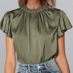 2025 Summer Short Sleeve Pleated Satin Overalls