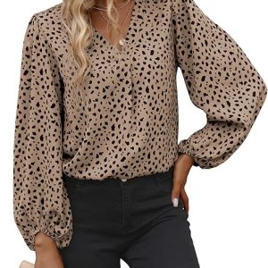 Leopard Print Chiffon Top V-Neck Loose Business Shirt
