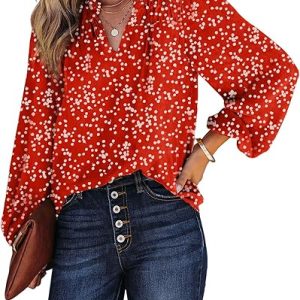 Floral Print Gathered Long-Sleeved Chiffon Shirt