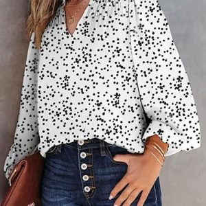 Floral Print Gathered Long-Sleeved Chiffon Shirt
